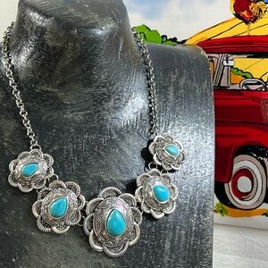 Cute Costume Necklace Howlite Stone Silver Tone No returns